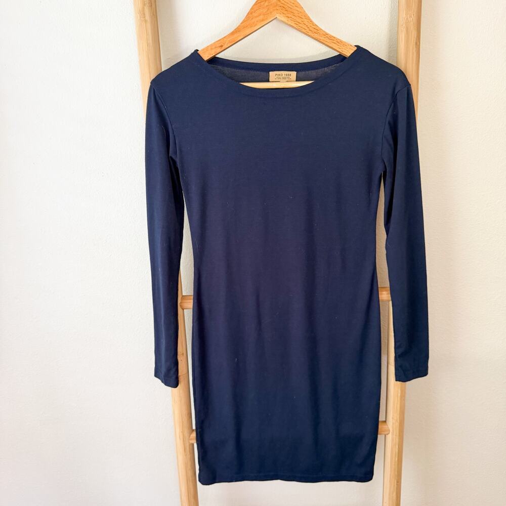 Piko 1988 Navy Blue Bodycon Mini Dress Long Sleeve Stretch Women’s Small